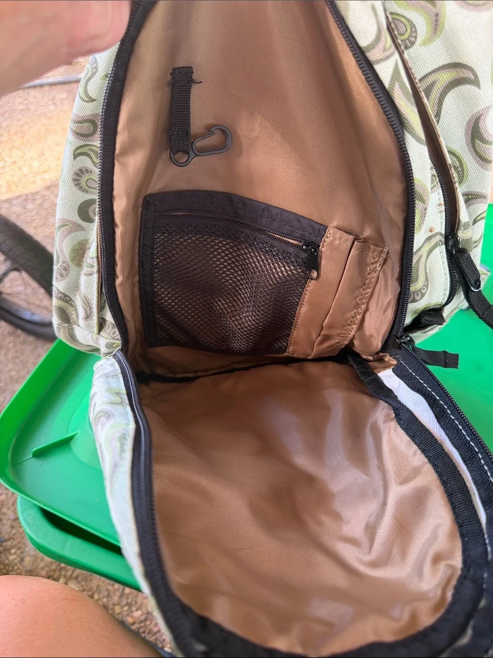 Kavu Light Green Paisley Print Backpack